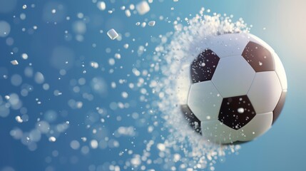Fototapete - A whimsical 3d rendered flying soccer ball  AI generated illustration