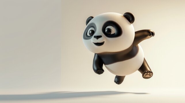 A whimsical 3d rendered flying panda  AI generated illustration
