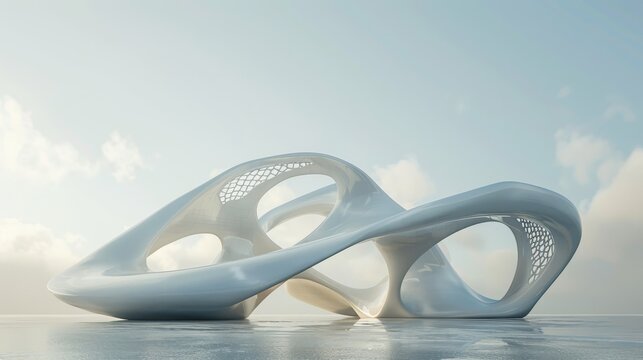 Abstract 3d render of a floating structure  AI generated illustration