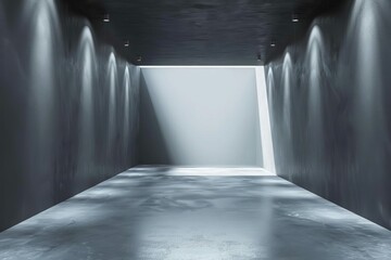 Wall Mural - soft gray empty studio with spotlights and gradient abstract 3d interior digital ilustration