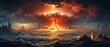 Dramatic nuclear explosion in the ocean causing massive destruction and pollution