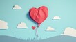 An endearing Memphis style flying heart balloon   AI generated illustration
