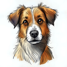 A Colorful Cartoon Drawing Of Dog, In The Style Of Rough Comic Sketch, White Background, Flat Colors, Color Markers - Generated By Ai