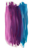Fioletowo niebieska plama pędzla farba akrylowa. Rozmazany abstrakcyjny kształt plamy i rozmazów z teksturą. Wyodrębniona z tła. 