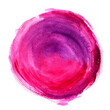 Fioletowo różowa plama pędzla farba akrylowa. Rozmazany abstrakcyjny kształt koła i rozmazów z teksturą. Wyodrębniona z tła. 