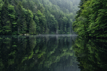 Canvas Print - A peaceful lake surrounded by trees, reflecting the calmness of pregnancy.