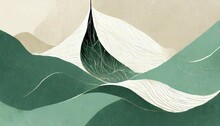 Abstract Japandi Design Painting Background Art Illustration - Mint Green White Beige Texture, Minimalist Japanese Scandinavian Style