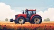 A farm tractor is specifically illustrated in a premium vector format, capturing the essential features of agricultural transport