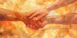 Banner, intertwined hands, watercolor, symbol of connection, warm hues, golden hour, wide unity. 