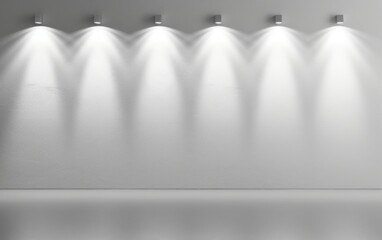 Wall Mural - White blank concrete wall with spotlight lighting above