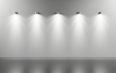 Wall Mural - White blank concrete wall with spotlight lighting above