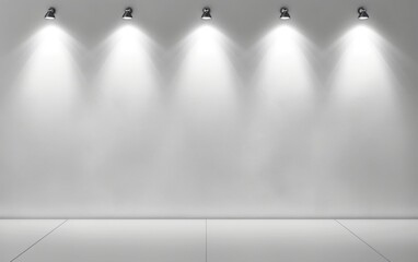 Wall Mural - White blank concrete wall with spotlight lighting above