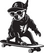 PupGrind Canine Skateboard Emblem Design SkatePooch Dog on Wheels Logo Vector
