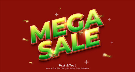 Wall Mural - Vector mega sale discount with text effect editable 3d text style