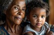 Cherished Bond - Grandmother Embracing Granddaughter in Supportive Gesture