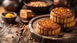 A mooncake is a Chinese bakery product traditionally eaten during the Mid-Autumn Festival.