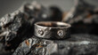 meteorite and diamond wedding ring