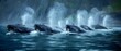 Majestic Whales Dance Amidst Waterfalls. Concept Nature Photography, Underwater World, Marine Life, Aquatic Ecosystems