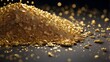 A close-up photorealistic image capturing the intricate details of micro gold glitter particles. The image focuses on the sparkling effect of the glitter, highlighting its texture and reflective prope