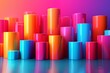 Design an abstract 3D render of a bar graph, using vibrant colors to distinguish varying heights Create a standout visual that strikes with creativity, making the finance data visually inspiring and m