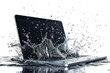 © Kanurism - Waterproof laptop with splashes isolated on transparent background