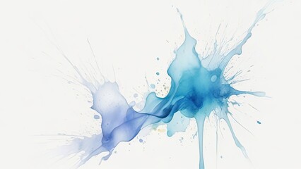 Sticker - abstract splash blue liquid watercolor background illustration on white