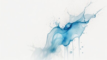 Sticker - abstract splash blue liquid watercolor background illustration on white