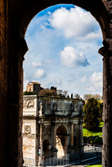 Wall Mural - Roma, Italy - May 2 2013: The Arch of Titus in the arch of Colosseum