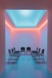 Secret society meeting in a minimalist pastel room, low angle, soft lighting ,8k resolution,