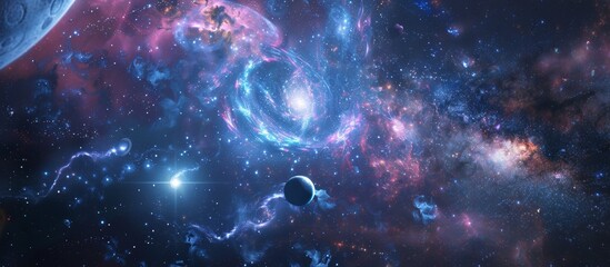 Wall Mural - a vast and awe-inspiring collection of distant galaxies, stars, and celestial bodies twinkling in th