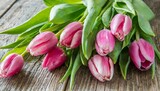 Fototapeta Tulipany - Bunch of tulip flowers as present
