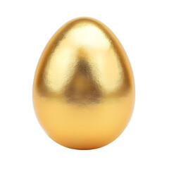 Fototapete - Beautiful one big realistic 3D Easter egg painted on gold with soft shadows isolated on white paper background - high quality greeting card template in vector with amazing shiny surface