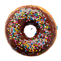 chocolate donut isolated on transparent background PNG format