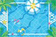 summer vector background with pool illustration