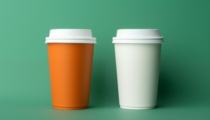 two blank brown and white cups