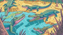 A Congregation Of Alligators In A Random, Crystalclear Spring, Guardians Of The Depths