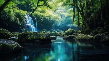 Wall Mural - waterfall in the forest.