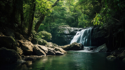 Wall Mural - waterfall in the forest.