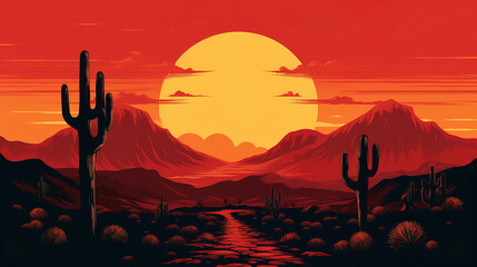 Wall Mural - sunset in the desert.