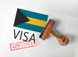 Bahamas Visa Approved with Rubber Stamp and flag
