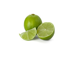 Wall Mural - Lime isolated on white background. Lemon fruit Clipping Path. 