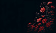 Crimson Blooms Emerged from the Darkness Red Flowers on Black Canvas, generative ai