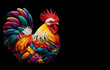 A colorful rooster with a bright yellow beak and a red beak.
 generative ai