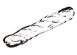 フランスパン、バゲットの手描きイラスト　線画イラスト