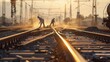 Railway Engineers Maintaining Tracks
