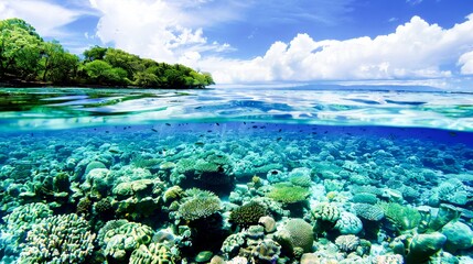 Poster - Crystal-clear waters revealing a vibrant coral reef, a hidden underwater world alive with color and mystery.