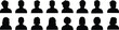 © M - Set of Avatar icons in fill styles. Silhouette profile symbols. Anonymous user portrait. User Profile pictures isolated on transparent background. Person silhouette that can be used in designs.