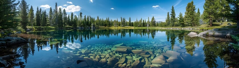 Enchanting Pond Reflecting the Cosmos in Verdant Forest Clearing