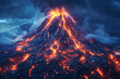 Volcano erupting in night sky natural wallpaper background