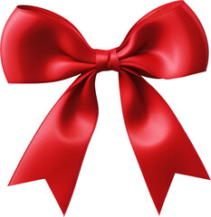 Wall Mural - red satin ribbon bow isolated on white or transparent background,transparency